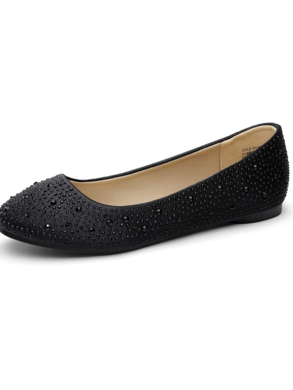 Ballet Flats for Women Rhinestone Round Toe Slip-On Dressy Comfortable Shoes for